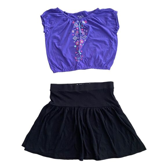 8 Pc Girls Mixed Lot Set - Size 10-10/12 L - 3 Tops, 1 Skirt, 1 Overall, 3 Jeans - Picture 3 of 11